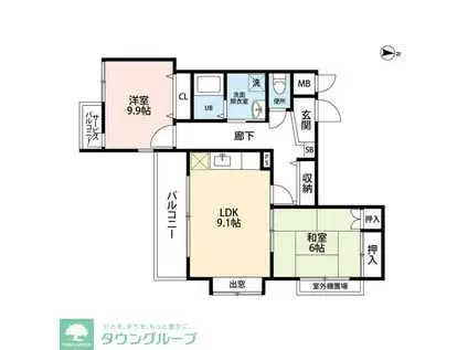 フォーチュナヴィラージュ(2LDK/2階)の間取り写真