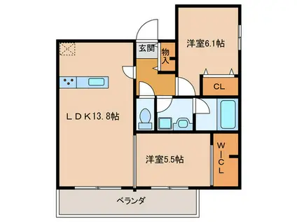 BLISS SAAD(2LDK/3階)の間取り写真