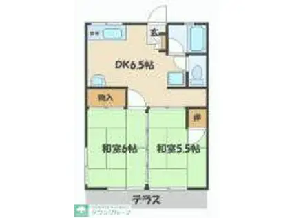 シティハイム(2DK/1階)の間取り写真