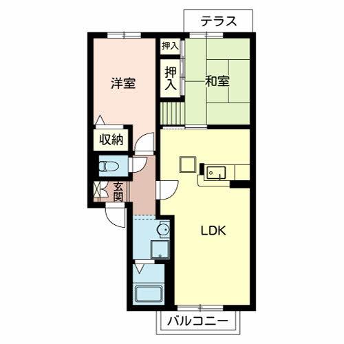 エステ-トヴィラ(2LDK/1階)の間取り写真