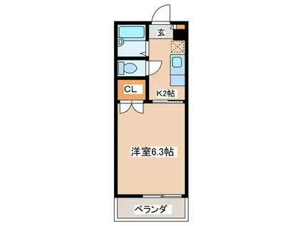 シャトレストンリバーⅡ(1K/1階)の間取り写真