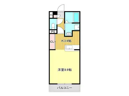 ヴァンベール(1K/2階)の間取り写真