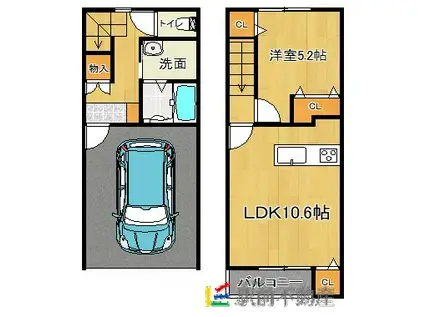 AQUA CARRE(1LDK/1階)の間取り写真