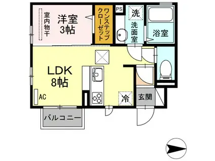 グランド KOU(1LDK/1階)の間取り写真
