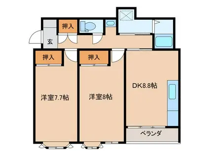 メゾンカワマサ(2DK/2階)の間取り写真