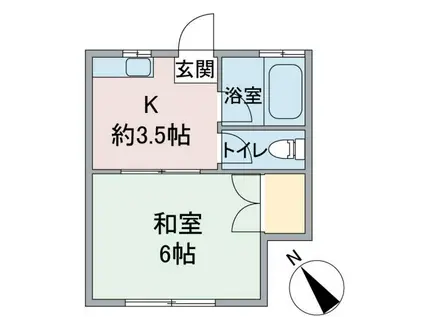 市川ハイツ(1K/2階)の間取り写真
