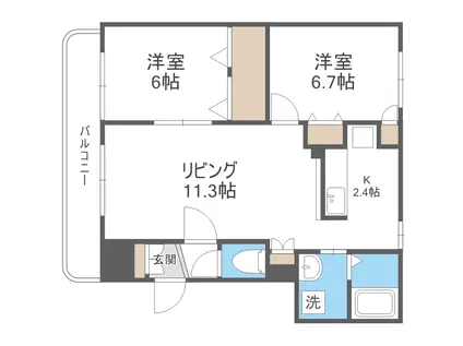 キアーロN21(2LDK/2階)の間取り写真