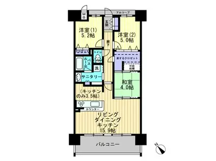 アルファステイツ東宿郷(3LDK/4階)の間取り写真