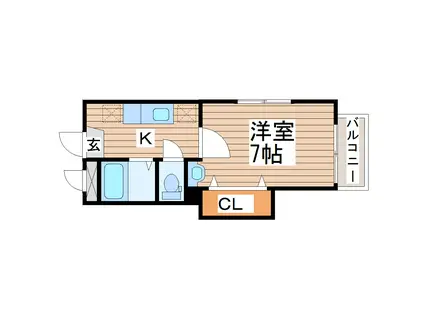 サクセス旭ヶ丘(1K/1階)の間取り写真