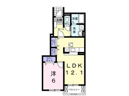 グレイスアベニューS・KI(1LDK/1階)の間取り写真