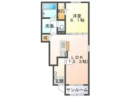 メゾン ドゥ エスポアール III(1LDK/1階)の間取り写真