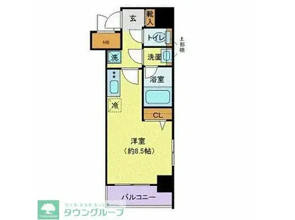 リーフコンフォート本厚木(ワンルーム/12階)の間取り写真