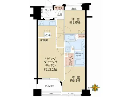 パークスクエア小石川(2LDK/2階)の間取り写真