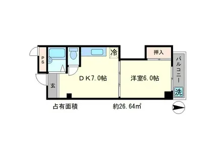 パレス神宮(1DK/3階)の間取り写真