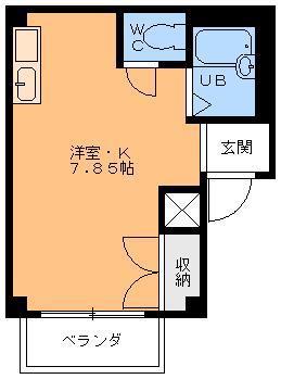 道後緑台ハイツ(ワンルーム/2階)の間取り写真