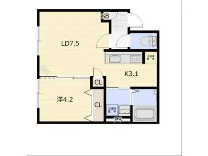 ジーハイム美園(1LDK/3階)の間取り写真