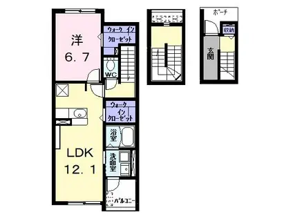 アヴニール(1LDK/3階)の間取り写真