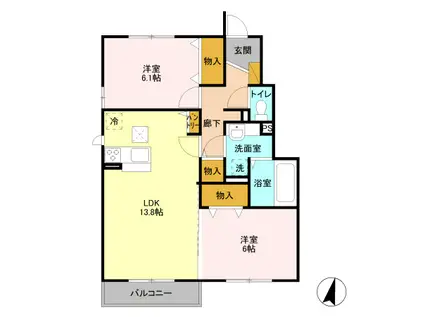 D-ROOM フラーゼ(2LDK/1階)の間取り写真