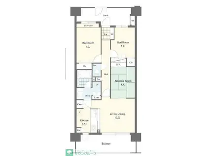 ベルメゾン川越サザンスケープ(3LDK/7階)の間取り写真
