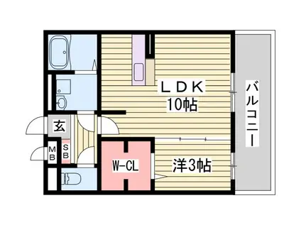 セジュール白浜 B棟(1LDK/3階)の間取り写真