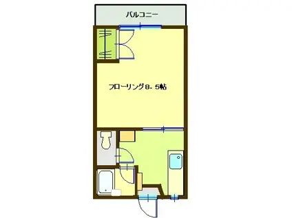 瀬尾ハイツ B棟(1K/2階)の間取り写真