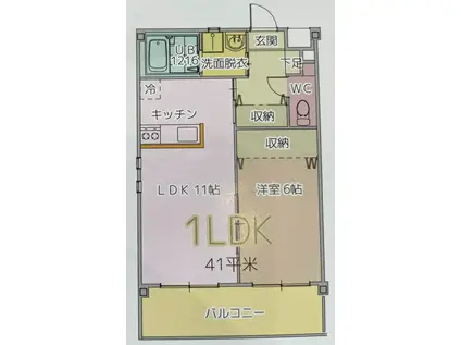 ISLAND吾田東A棟(1LDK/2階)の間取り写真