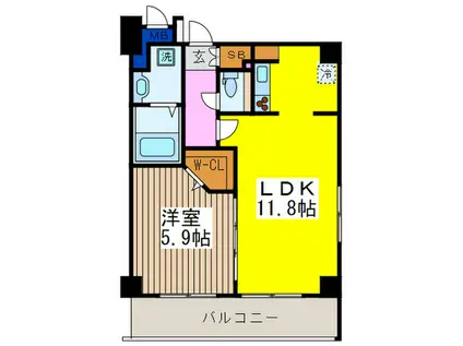 グランド・ガーラ日本橋茅場町(1LDK/2階)の間取り写真