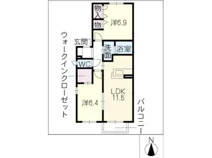ハミングバード(2LDK/1階)の間取り写真