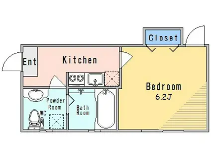 アパートメント小山台(1K/1階)の間取り写真