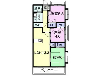 キャッスルベリー(3LDK/4階)の間取り写真