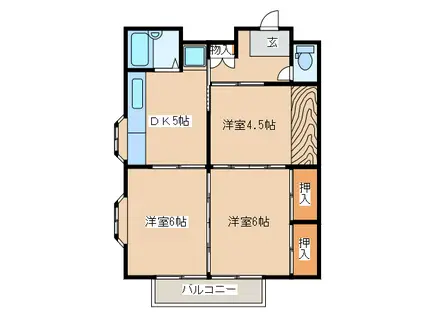 ブルーハウス原町(3DK/1階)の間取り写真