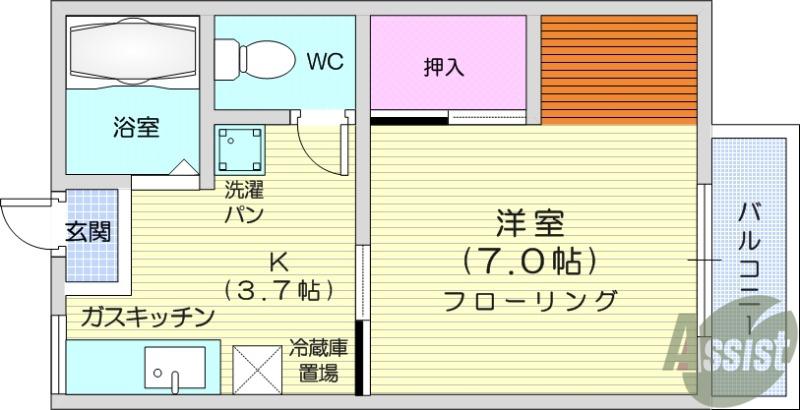 ヨシレジデンス(1K/2階)の間取り写真