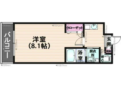 グレートフル南福岡(1K/3階)の間取り写真