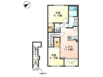 ラクードシャA(2LDK/2階)の間取り写真