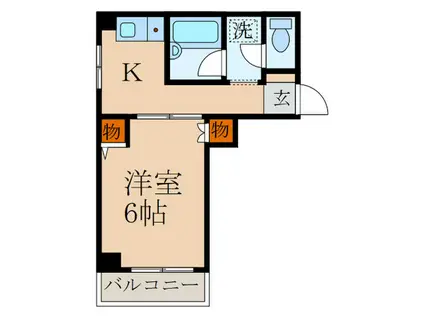 アローハウス(1K/2階)の間取り写真