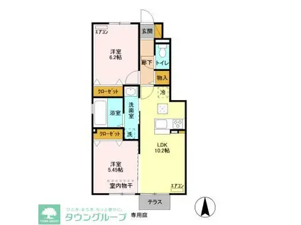 ヴァンベール(2LDK/1階)の間取り写真