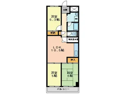 藤和明石公園ハイタウン(3LDK/8階)の間取り写真