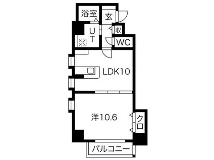 プロビデンス葵タワー(1LDK/2階)の間取り写真