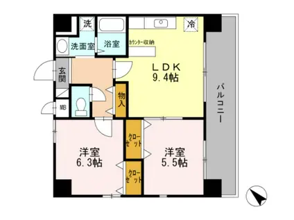 D-ROOMSTAY洗足(2DK/6階)の間取り写真