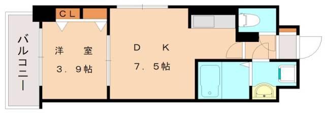 エンブレイス大橋南(1DK/3階)の間取り写真