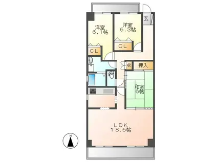 サクラ雪見レジデンス(3LDK/4階)の間取り写真
