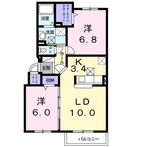 ラフィナートII(2LDK/2階)の間取り写真