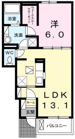 アルカーサII(1LDK/1階)の間取り写真