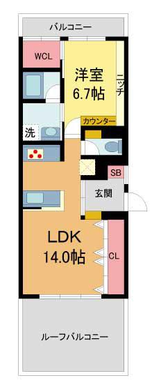 花川野上ハイツ(1LDK/3階)の間取り写真