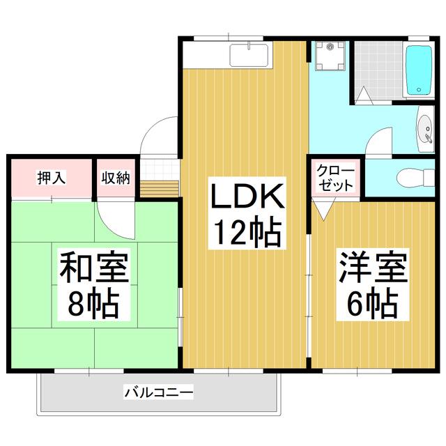 シティハイム・アンダンテ(2LDK/2階)の間取り写真
