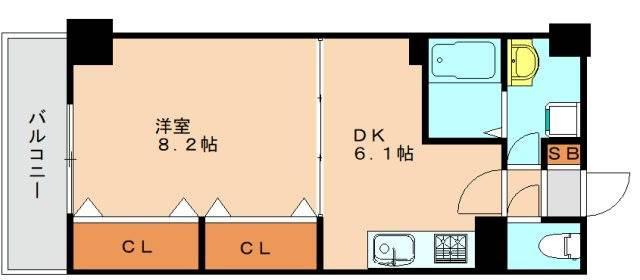 ブライトリー和白(1DK/3階)の間取り写真