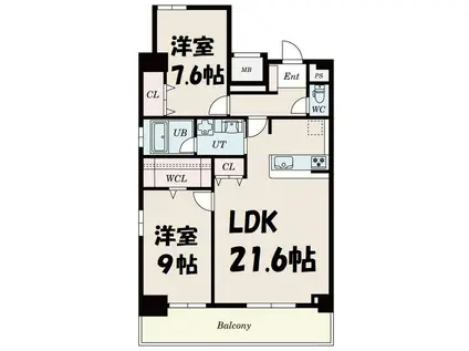 アーバンパーク日吉(2LDK/13階)の間取り写真