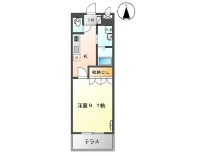 フローラ滑川(1K/1階)の間取り写真