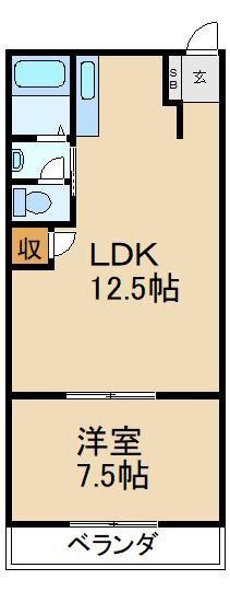 花園マンション(1LDK/3階)の間取り写真