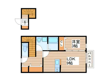 ピュアランド岩切(1LDK/2階)の間取り写真